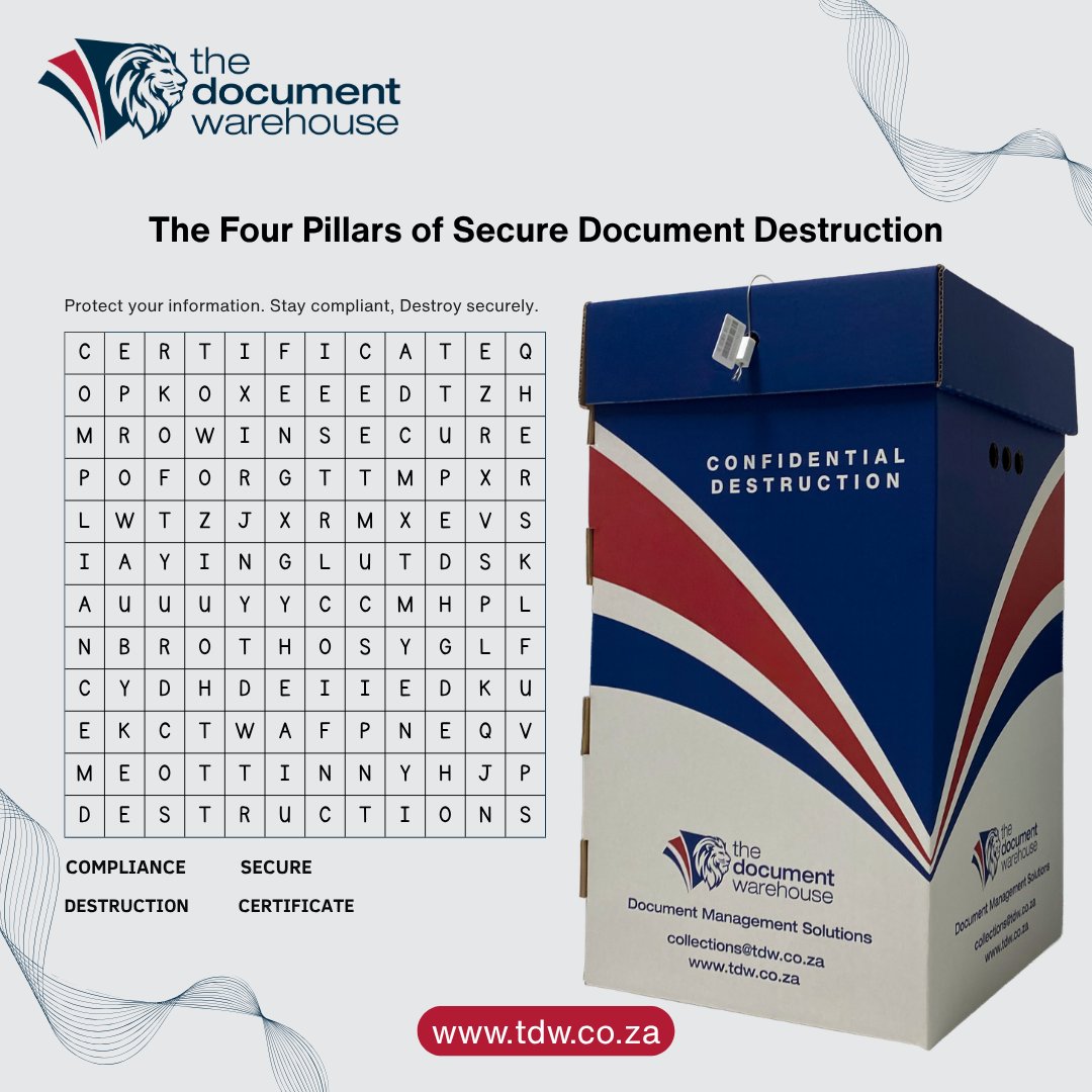 TDW_RSA's tweet photo. Ready, set, search. 🧩 
 
Can you find TDW’s four pillars of secure document destruction? 
Secure. Compliance. Certificate. Destruction. 
 
Test your knowledge and spot them all. 🔐 

🧠💻 https://t.co/msyKVndI7c

#TDW #WordSearchChallenge #InformationSecurity #DataProtection https://t.co/Sk4hhT7P9t