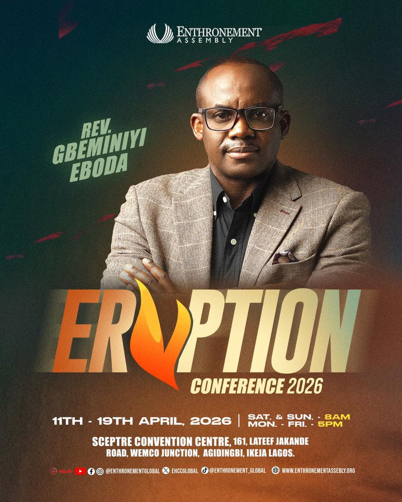 ehccglobal's tweet photo. Get ready for an impartation at this year’s Eruption Conference 🔥
We’re honoured to host our Patriarch, the Reverend Gbeminiyi Eboda, at this year’s #EruptionConference .
Come expectant!” https://t.co/PSAnpDclXD