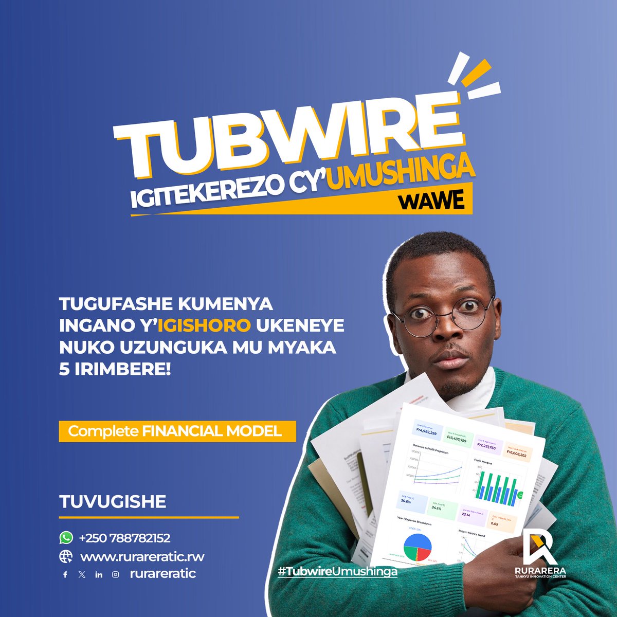 RurareraTIC's tweet photo. Stop guessing! Tell us your project and we’ll build a Complete Financial Model to show:
• Investment needed,
• Expected profit,
• Payback period,…
Make smarter decisions & attract investors or bank financing.
TELL US!!
#TubwireUmushinga #FinancialModel #SmartPlanning https://t.co/YnMk4Vo0C8