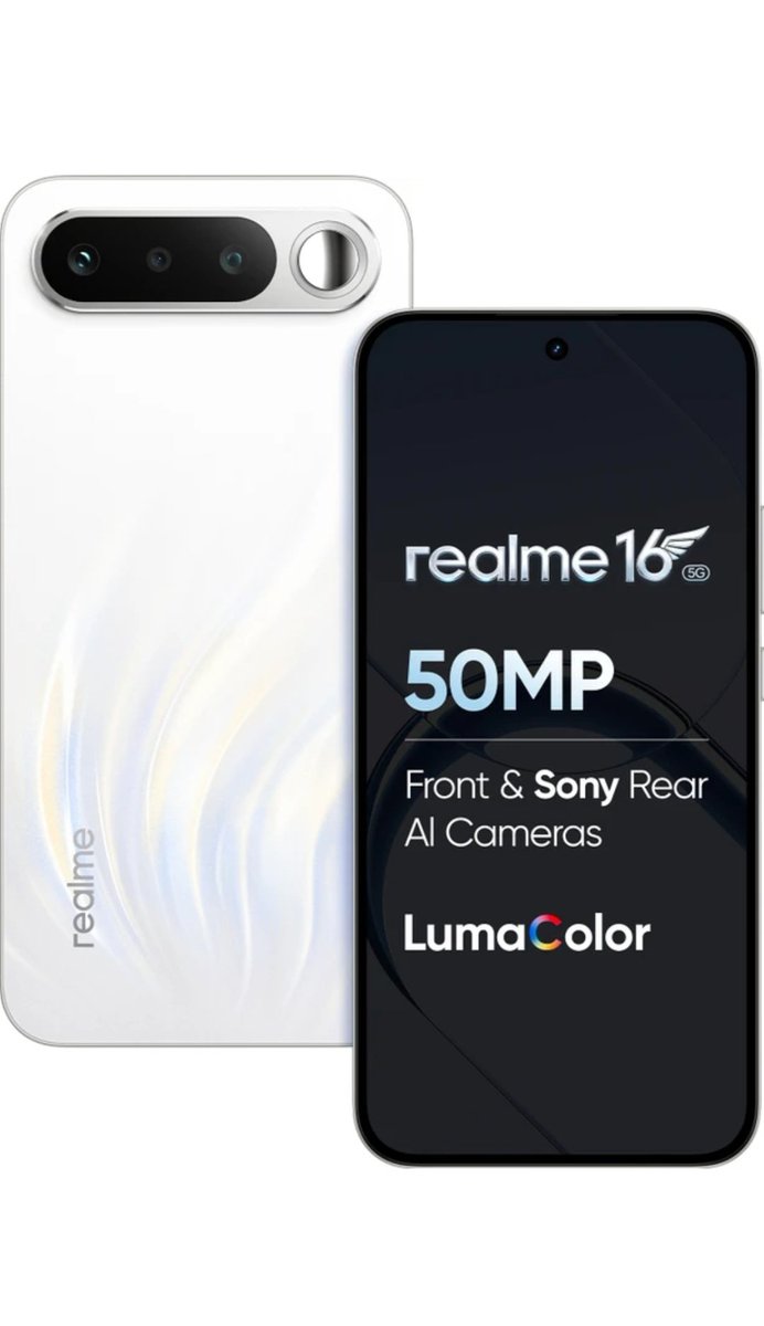 Rahman78686's tweet photo. Realme 16 5G Launched ₹31999 only with media tek Dimensity 6300
Next nokia= realme https://t.co/vNRoYqGq0j