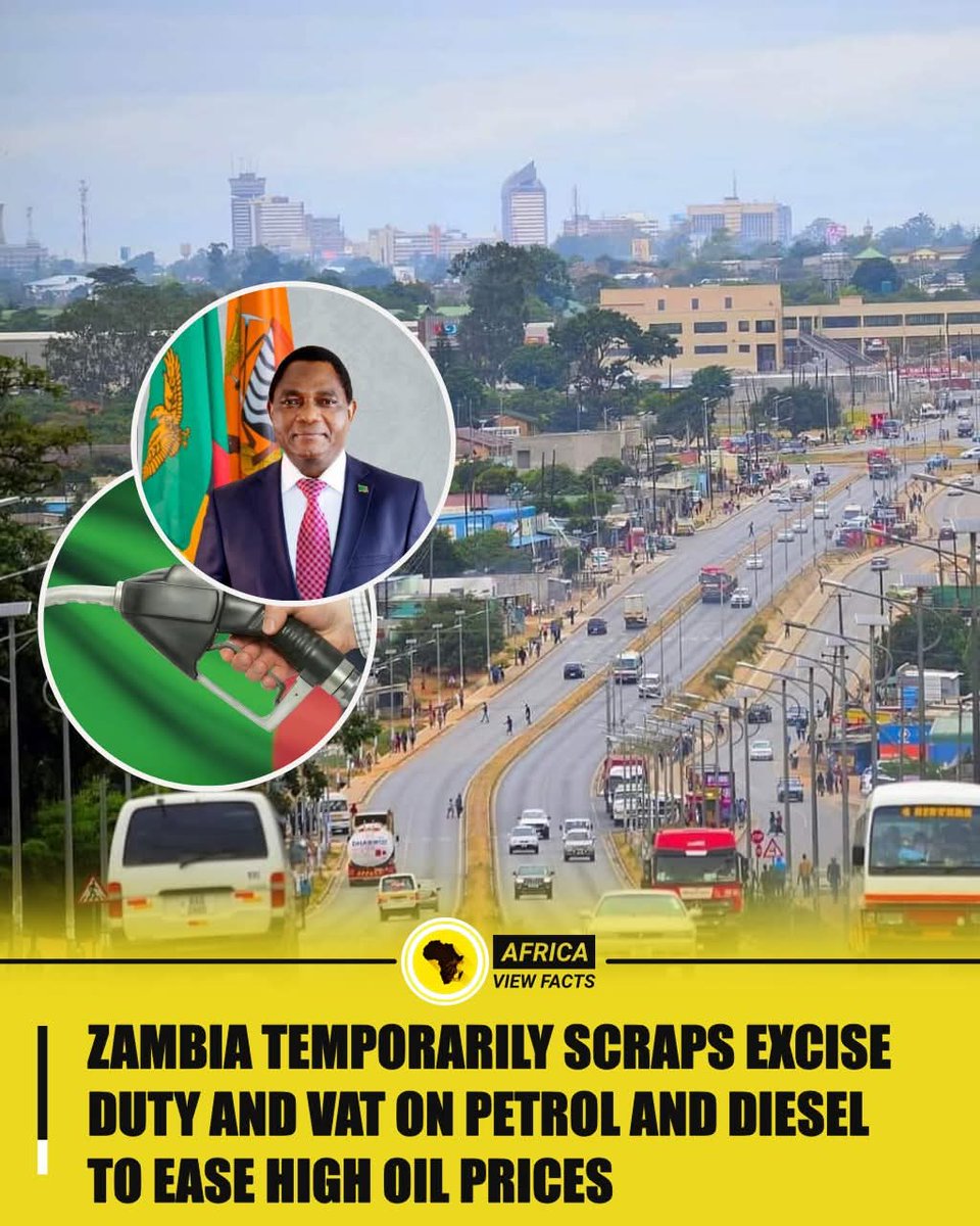 नागरिकलाई तत्काल राहतका लागि जाम्बिया सरकारले पेट्रोल र डिजेलमा भ्याट र अन्तशुल्क हटाइएको छ ।