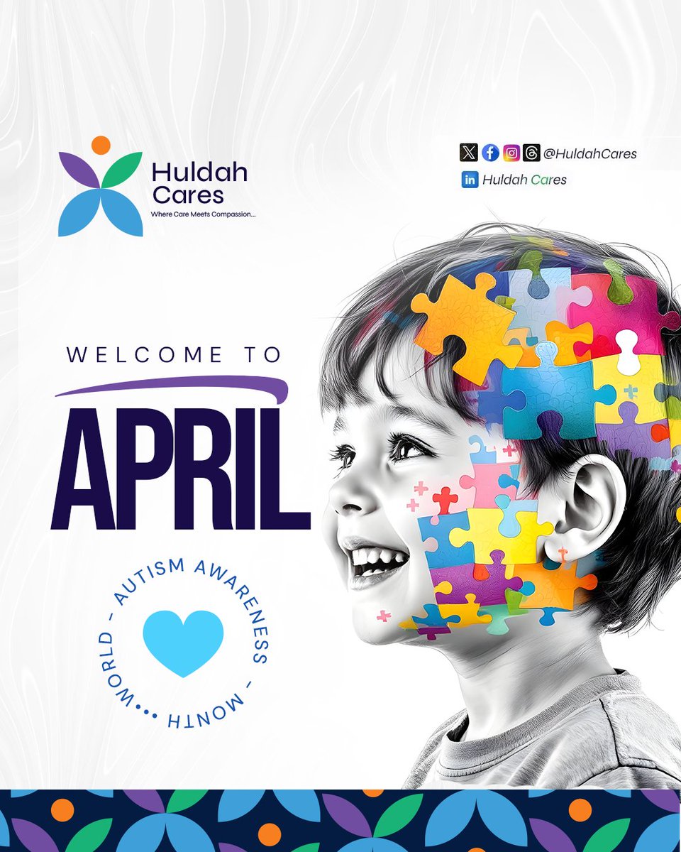 HuldahCares's tweet photo. Happy New Month 💙
Welcome to April, World Autism Awareness Month

April is a reminder that every mind is unique, every voice matters, and every life deserves inclusion.

Inclusion starts with you.
Join us this month as we spread awareness, compassion, and hope.

#WorldAutismAwarenessMonth #AutismAwareness #AutismAcceptance #InclusionMatters  #HuldahCares #Neurodiversity #SpecialNeedsAwareness #DifferentNotLess #DignityForAll #SupportInclusion, #BeKindAlways  #VoiceForTheUnheard #CreateAwareness #EmpathyMatters