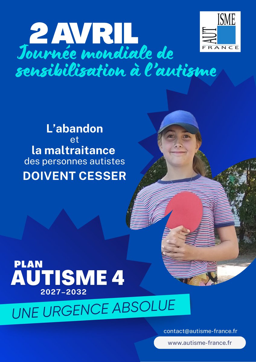 Autisme_France's tweet photo. đ
2 avril â JournĂ©e mondiale de sensibilisation Ă lâautisme
Pour des milliers de personnes autistes et leurs familles, les difficultés sont quotidiennes.
Les rĂ©ponses doivent ĂȘtre Ă la hauteur.
Autisme France appelle Ă un Plan Autisme 4.
#Autisme #2avril #PlanAutisme4 https://t.co/Ehae3SLds0