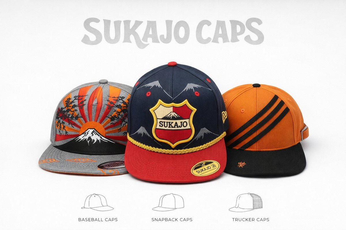 Sukajo18's tweet image. Sukajo Caps just dropped and they're everything. 🔥
Rising Sun 🌅 Mountain Crest 🏔️ Stripe Vibes 🧡  Three bold designs, one legendary brand.
Premium stitching. Unique art. Streets-ready style.
#HatDrop,#HatGame,#JapaneseStreetwear