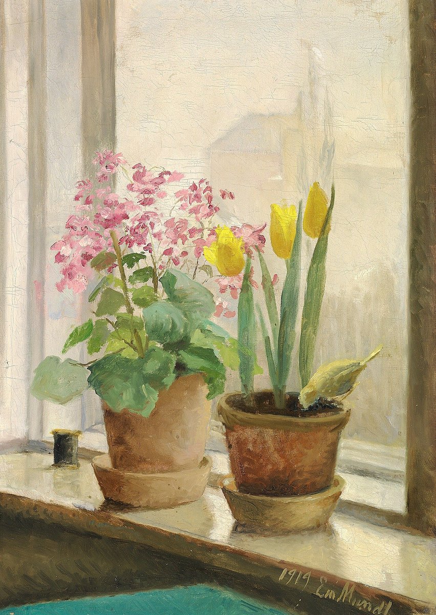 Potted Plants and a Canary in a Window, 1919
🎨 Emilie Mundt (Danish, 1842 - 1922)