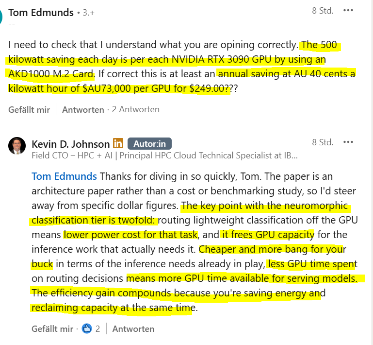 MIAM_Schwan's tweet image. Kevin D. Johnson/Field CTO #IBM finished his new technical paper on an AI factory (18 pages). It involves 
IBM Spectrum Symphony+IBM Storage Scale (GPFS)+Palantir+BrainChip Akida

@BrainChip_inc $BRN $IBM $PLTR

linkedin.com/posts/activity…