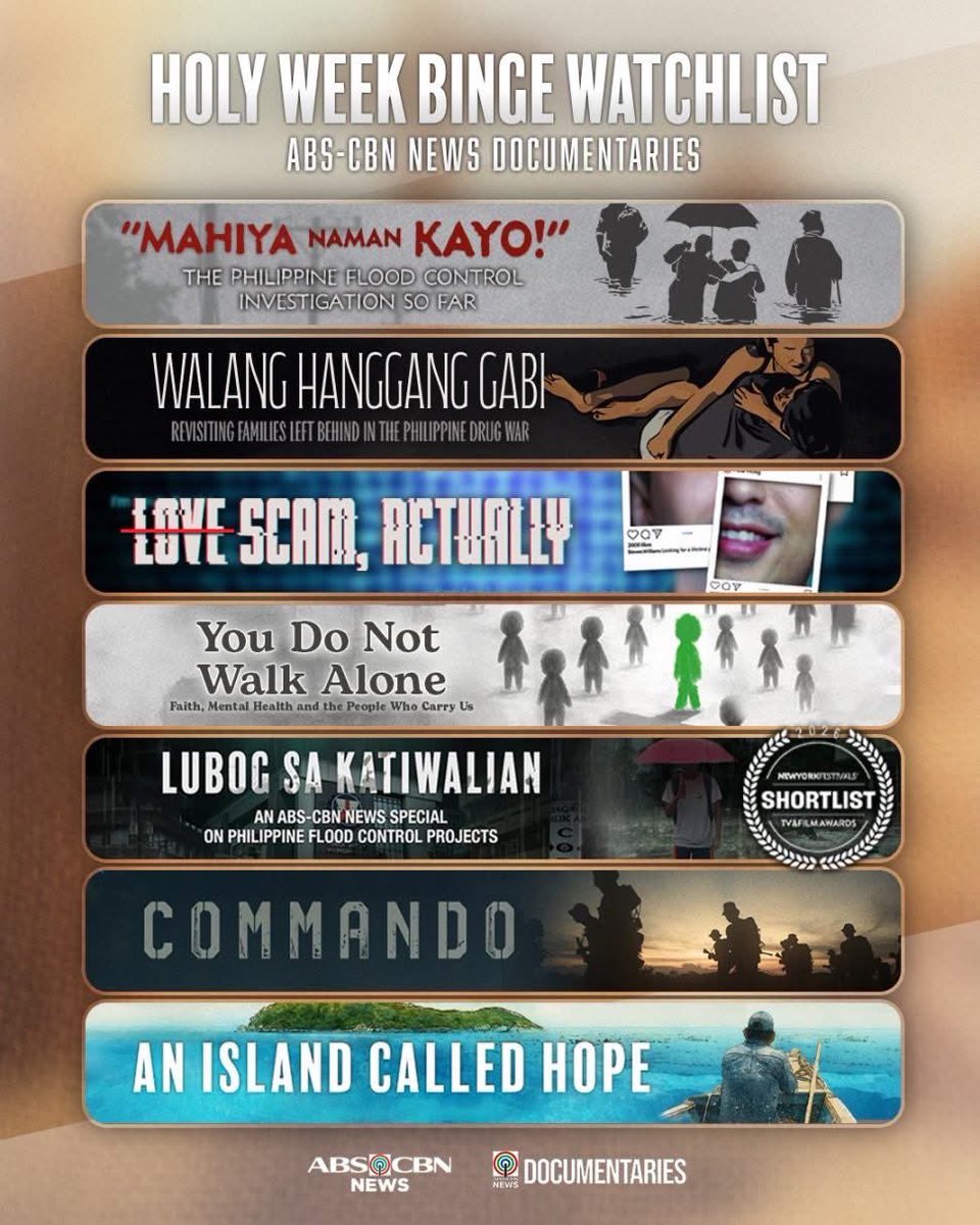 LIBRENG DOKYU SA YOUTUBE, KAPAMILYA! 
 
Narito ang ilang mga dokyumentaryo mula sa ABS-CBN News na maaari niyong panoorin ngayong Holy Week break. 
 
Libre itong mapapanood. Magtungo lamang sa ABS-CBN News YouTube channel.

#ABSCBNNews #ABSCBNPR