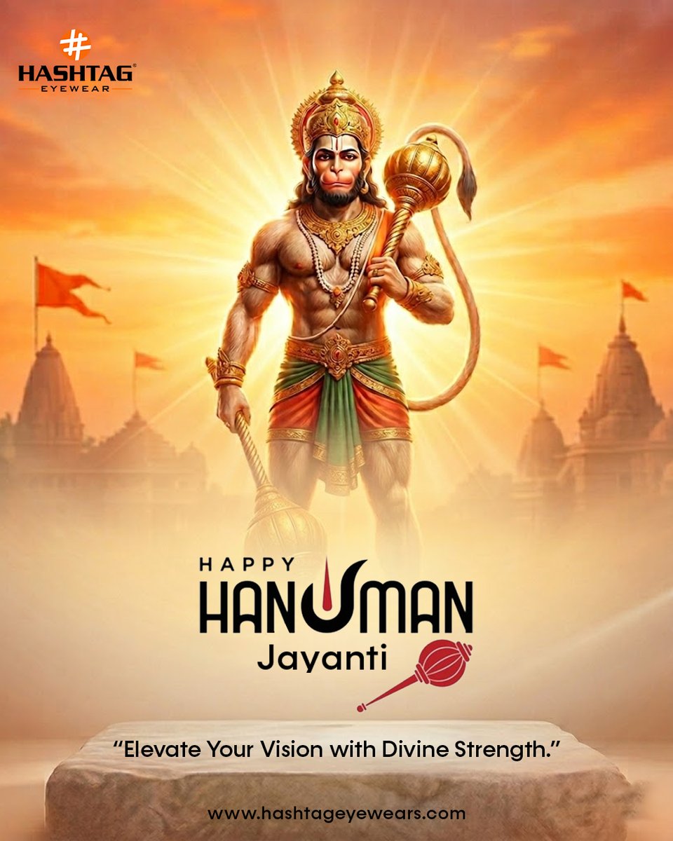 hashtagretails's tweet photo. Strength. Devotion. Vision. ✨
On this Hanuman Jayanti, may Lord Hanuman bless you with courage, clarity, and unstoppable energy.
See the world with strength and faith.

#HashtagEyewears wishes you a #HanumanJayanti

#JaiBajrangBali #DivineStrength #ElevateYourVision 🚩 https://t.co/pU3P8C7oBJ