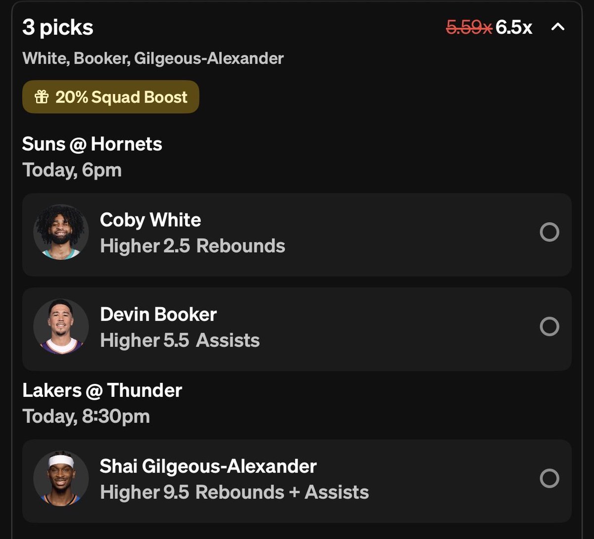 PIKEMUPPICKS's tweet photo. POTD SHAI 🏆
Free slip! 
When this slip cashes join the discord 
Link in bio 💫 https://t.co/hv2jUq1ckV