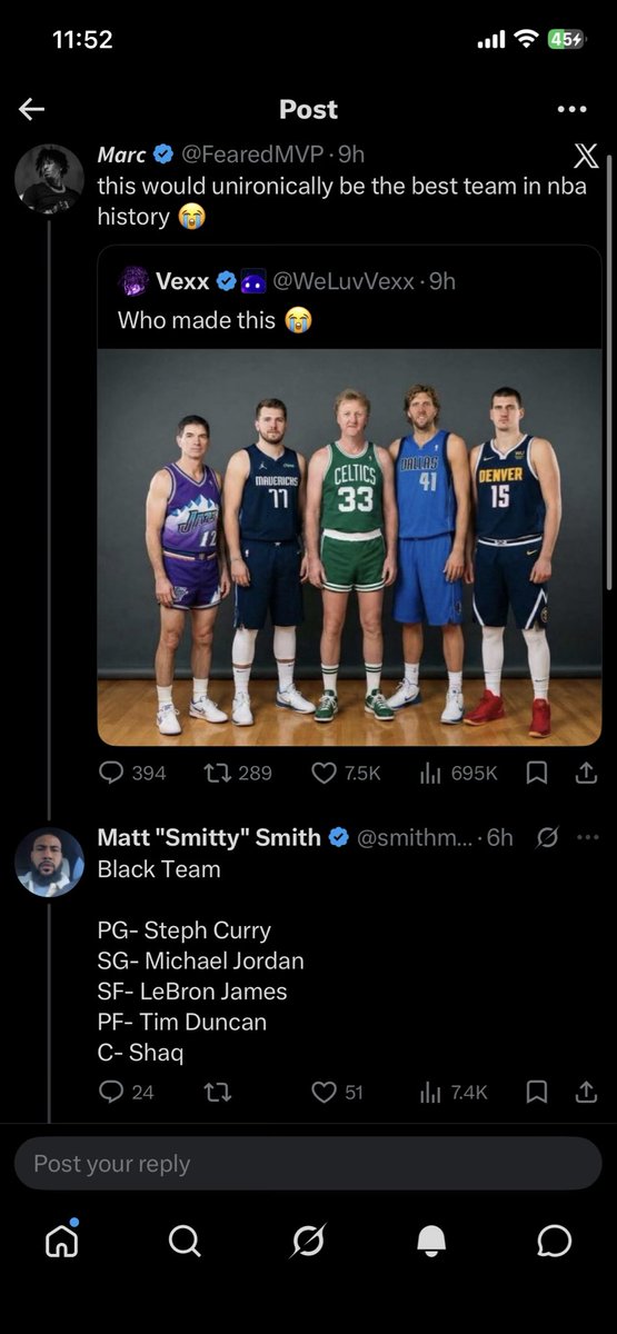BoyBurna71255's tweet photo. @ouhbick @jeff_on_sports He was physically capable of stepping out there. The same way Deandre Ayton and Eden can play in this league today. Jokic gets cooked all the time. Nobody in the league could guard shaq today so it goes both ways. Ngl, I brought up Bird because I thought I was under this thread https://t.co/drCzSK8Jax