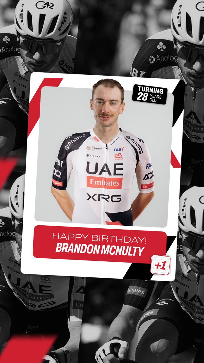 TeamEmiratesUAE's tweet photo. Join us in wishing @BrandonMcNult a very happy birthday 🎊

Have a good one, Brandon 🥳 #WeAreUAE https://t.co/7MhtM6YP3X