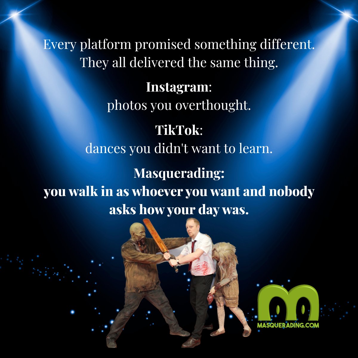 MasqueradingLtd's tweet photo. We all know the feeling. Every platform promised something different and delivered the same thing. Masquerading is built differently. 🎭 https://t.co/C29dI6aDAX — code MASQ-FREE-500

#Masquerading #SocialFiction #SocialMedia https://t.co/oO2NLDc5DM