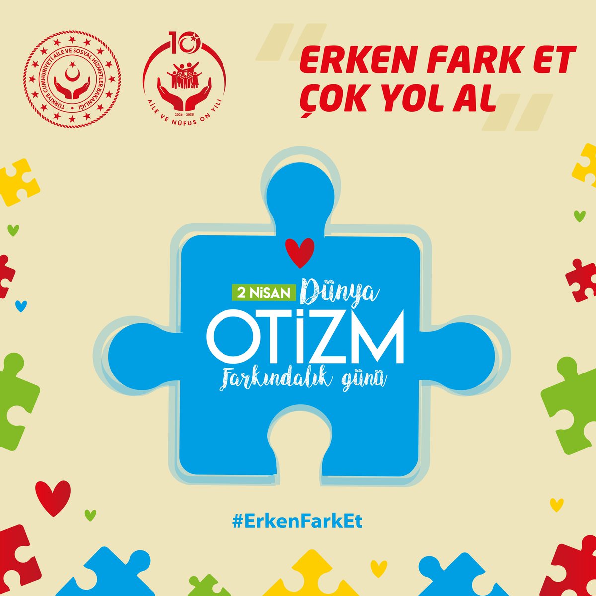 Otizm, eksiklik değil farklılıktır.

Otizmli bireylerimizin hayatın her alanında, engellerle karşılaşmadan var olmaları en büyük önceliğimizdir. Devletimizin tüm imkanlarıyla otizmli bireylerimizin ve ailelerinin daima yanındayız. 

#OtizmFarkındalıkGünü
#ErkenFarkEt