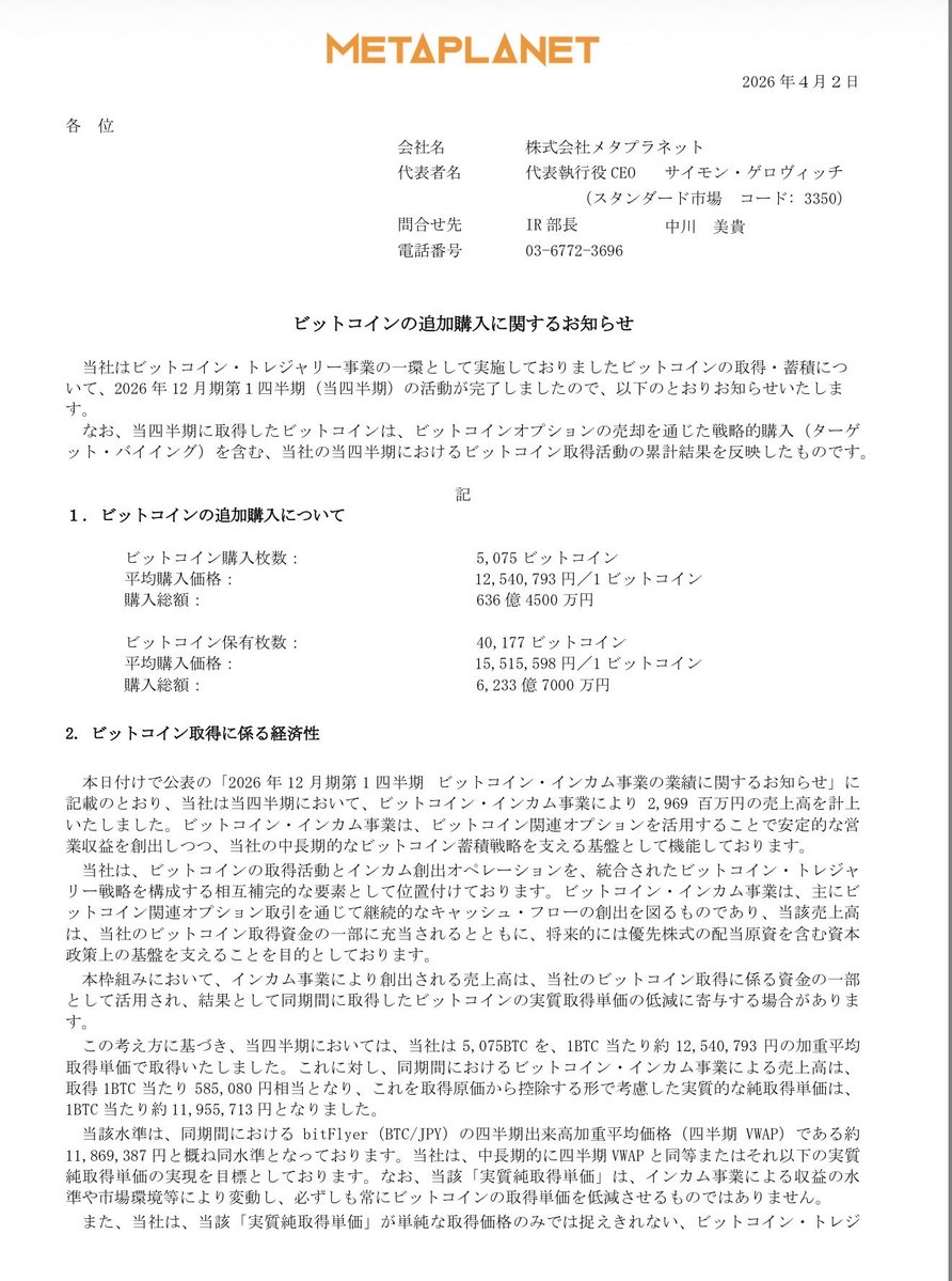 Metaplanet Inc. tweet media