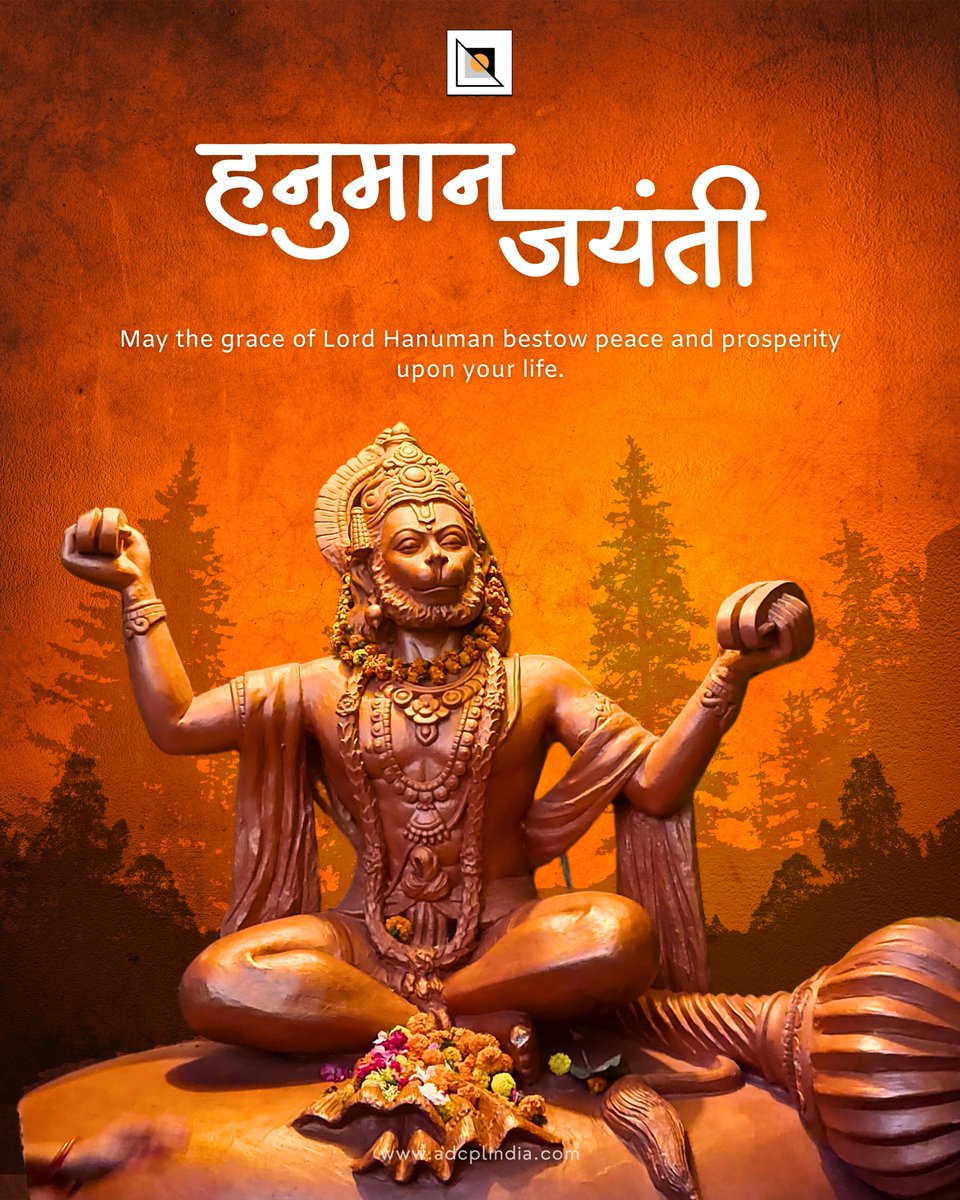 _adcpl's tweet photo. Wishing you a very Happy Hanuman Jayanti!🙏

May Bajrang Bali remove all obstacles from your life and fill your heart with faith, devotion, and strength.🚩

#HanumanJayanti #JaiHanuman #BajrangBali #JaiShriRam #HanumanJi #LordHanuman #Hanuman https://t.co/ju50MrQeJc