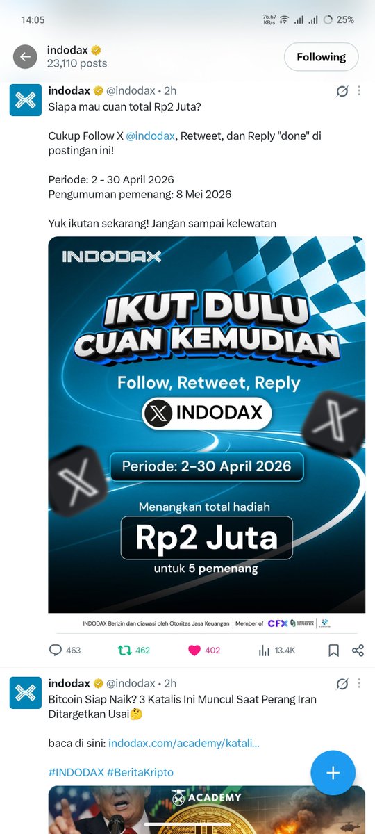 zynnn001's tweet photo. @indodax Done Sirr.. pls god let me win this time🙏 https://t.co/0FpN5fsijs