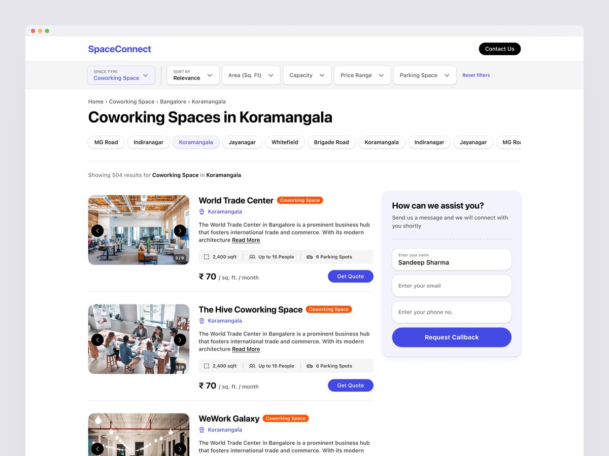 ZenorkStudio's tweet photo. Listing page UI for a commercial office space finder. https://t.co/rR9XBlzGHt