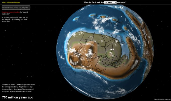 IGeociencias's tweet photo. Dónde estaba tu pueblo o ciudad hace 750 millones de años?

Esta web nos permite localizar una población y ver su posición geográfica millones de años atrás.
https://t.co/zet7LVIrxv https://t.co/m2q9PuwNpm