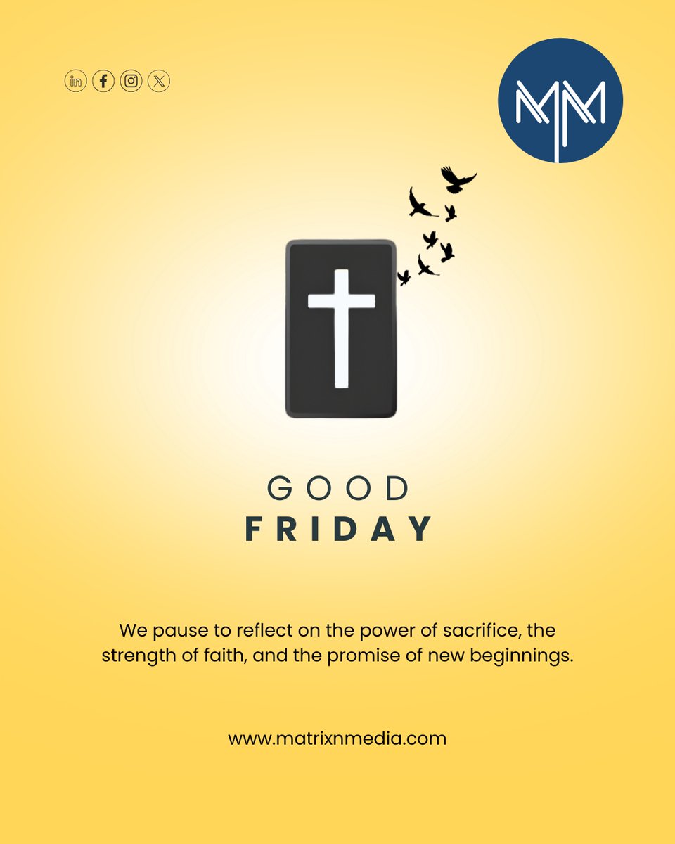 MatrixMediaSol's tweet photo. Good Friday reminds us that even in the darkest moments, hope rises again.
Let’s pause, reflect, and move forward with faith and gratitude. 

#GoodFriday #Hope #Gratitude #FaithOverFear #MatrixMedia https://t.co/SWMXKZM8XI