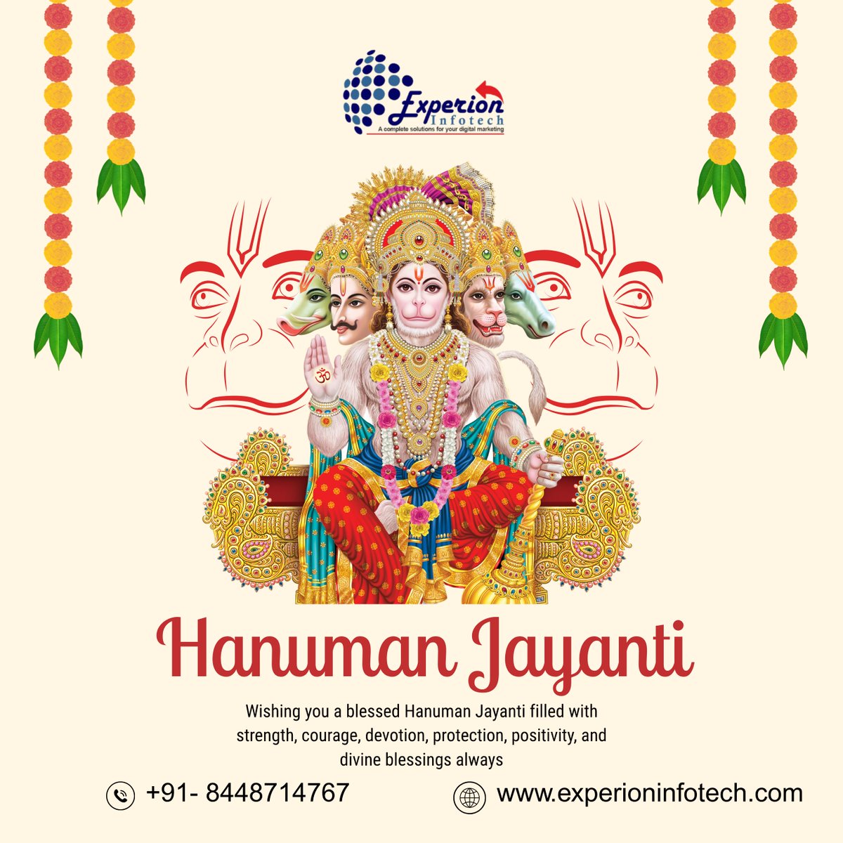 Experionit's tweet photo. On this auspicious day of Hanuman Jayanti, may Lord Hanuman fill your life with strength and devotion 🙏
Jai Bajrangbali!
#HanumanJayanti #JaiBajrangbali #JaiShreeRam #HanumanJi #Devotion #Faith #SpiritualIndia #Blessed #FestiveMood #IndianCulture #RamBhakt #PositiveVibes https://t.co/I8YRdIn4kA