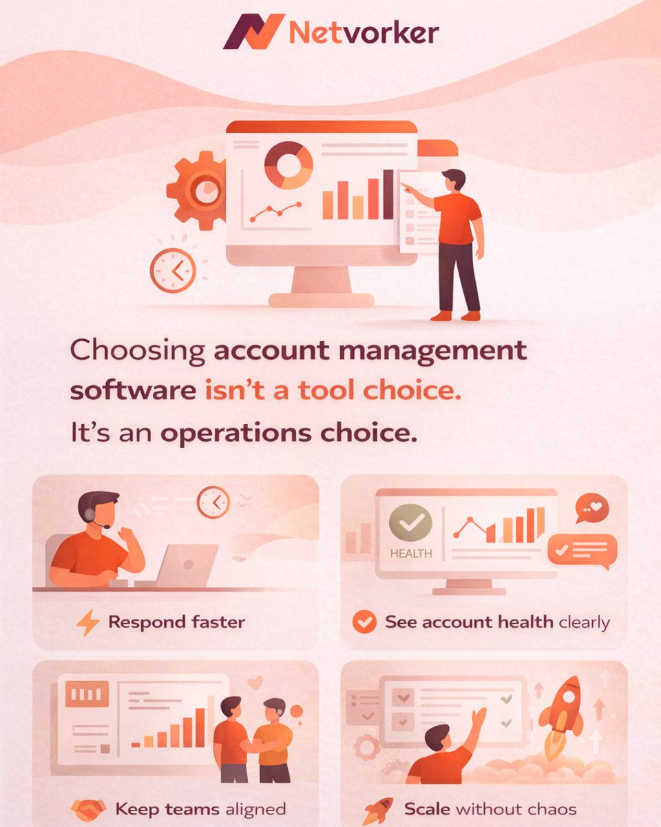 Netvorkerinfo's tweet image. Choosing account management software isn’t just a tool decision—it’s an operations decision. 

It shapes team speed, visibility, alignment &amp;amp; scalability. 

Most teams realize this too late. 
Avoid the mistake: 
bit.ly/485kBvG

 #AccountManagement #SaaS #CRM #Netvorker