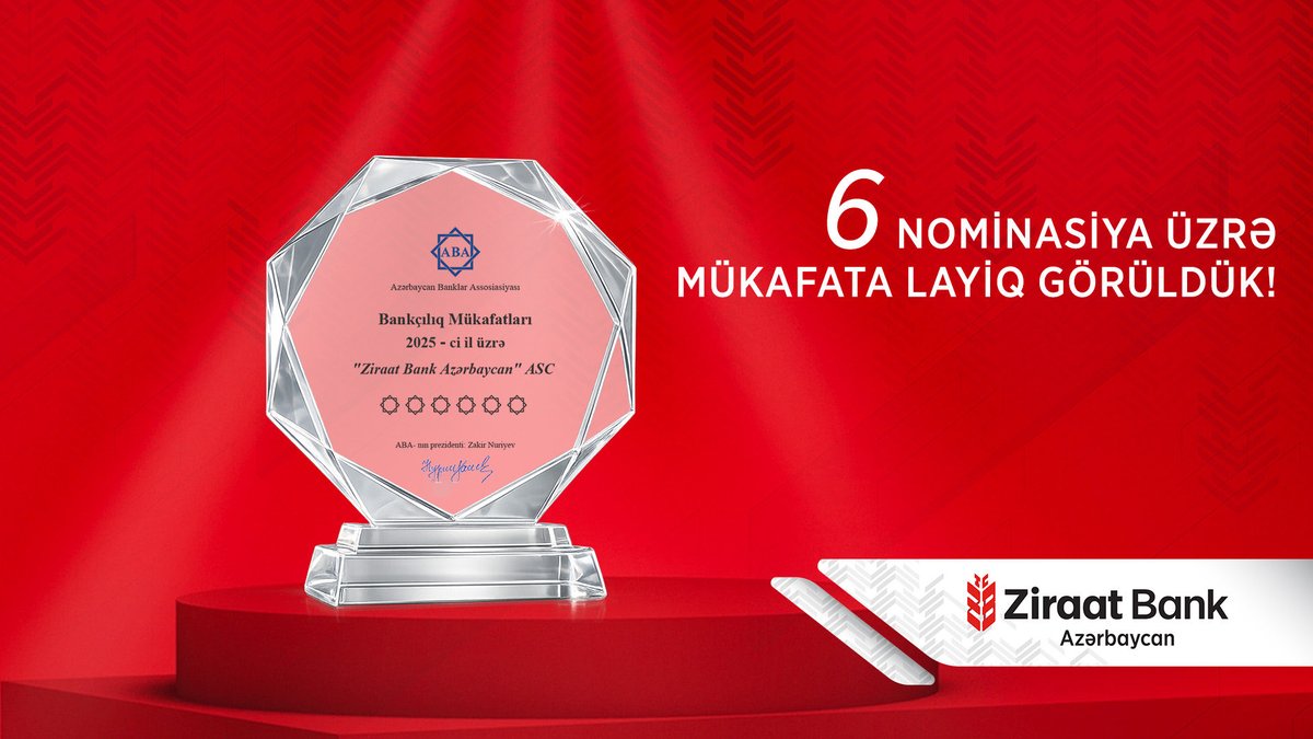 ziraatbank_az's tweet photo. ABA tərəfindən 6 nominasiya üzrə mükafatlandırıldıq!

Bankımız bu dəfə:
🏆 “Korporativ sosial məsuliyyət” 
🏆 “Maliyyə Savadlılığı dəstəkçisi” 
🏆 “Təhsil dəstəkçisi”
🏆 “Rəqəmsal ödənişlər sahəsində innovativ layihələrin tətbiqi” https://t.co/yhXaHHuPAO