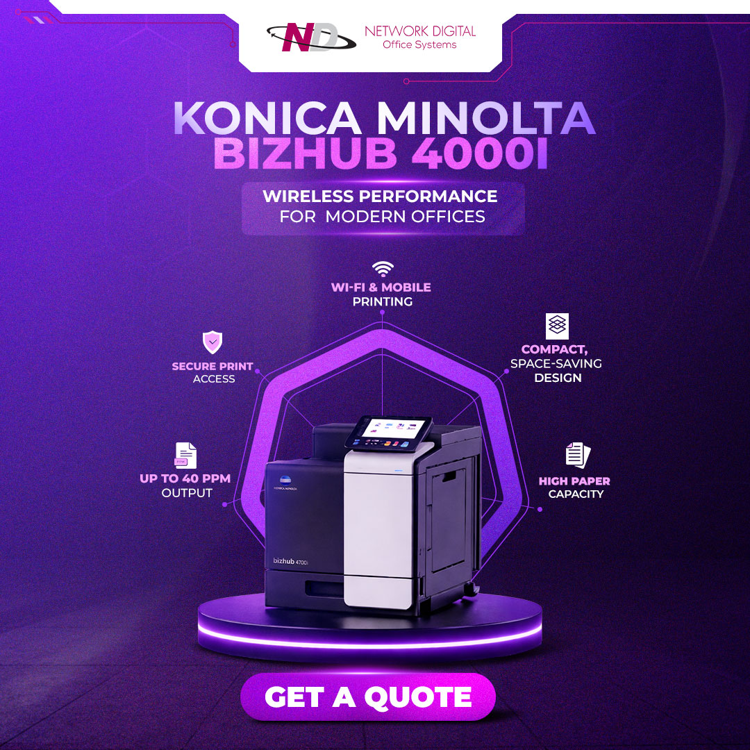 NetworkDig's tweet photo. Simplify your office setup without losing performance.
The #KonicaMinolta Bizhub 4000i delivers fast, secure, wireless printing built for busy workplaces.
π (973) 882-3000
#OfficePrinting #WirelessPrinter #BusinessSolutions #NetworkDigital https://t.co/CsdYXcmxPt