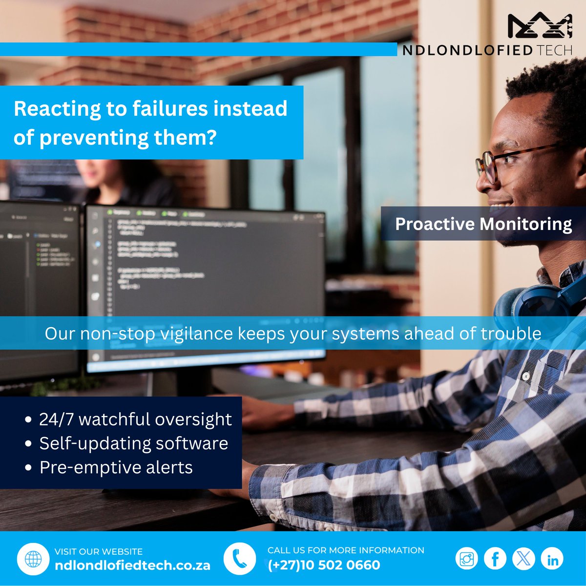Ndlondlofiedtec's tweet photo. Reacting to Failures Instead of Preventing Them? ⚠️👀

Our Proactive Monitoring always keeps your IT environment one step ahead.

🖥️ 24/7 watchful oversight
🔄 Self-updating software
🚨 Pre-emptive alerts 

#StayNdlondlofied #NdlondlofiedTech #ITSupport #ProactiveMonitoring https://t.co/JYsroHGQuB