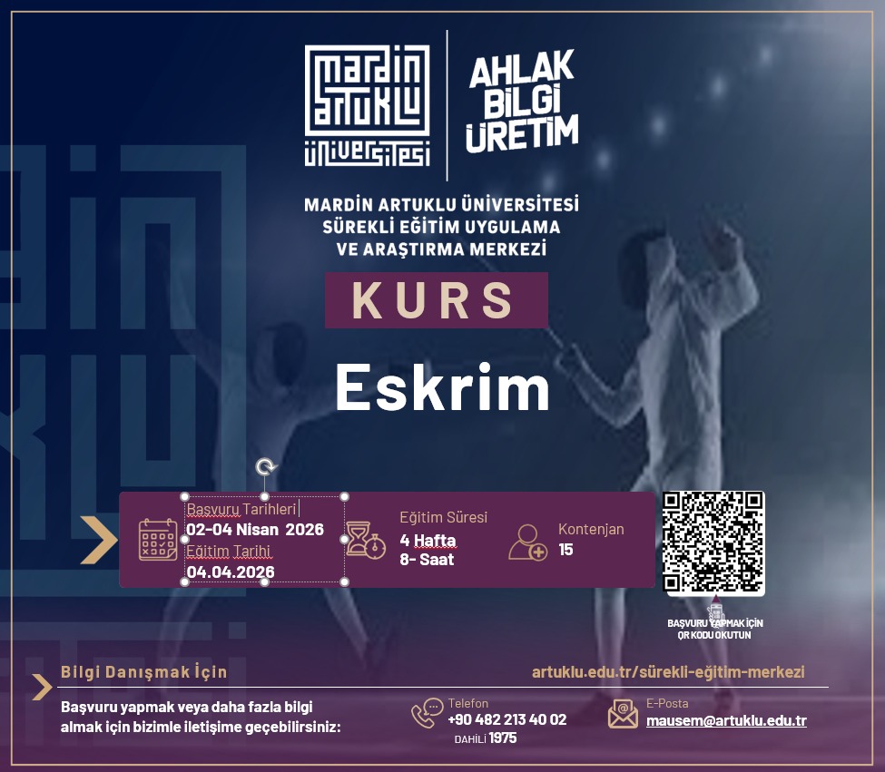 mau_sem's tweet photo. Sürekli Eğitim Uygulama ve Araştırma Merkezimizde  Eskrim Kursu başlıyor.@ibrahimozcosar  @mardinartuklu @DiriozMustafa https://t.co/lZamUSuLFq