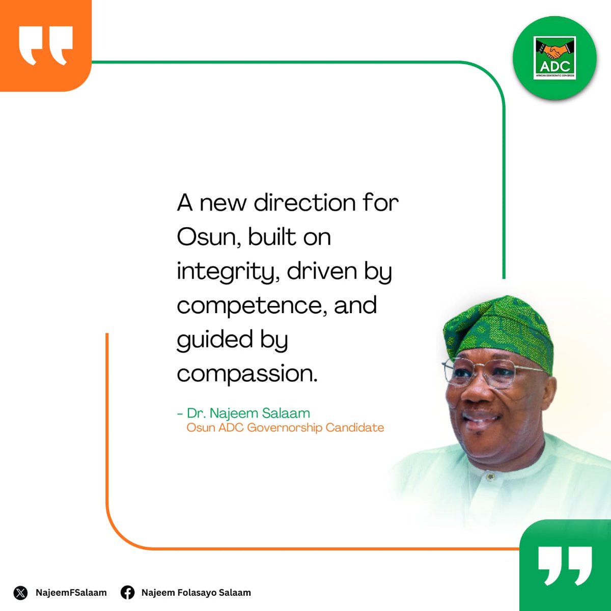 From vision to reality, integrity, competence, and compassion will redefine Osun under Najeem Salaam. 

#Iwaloye2026