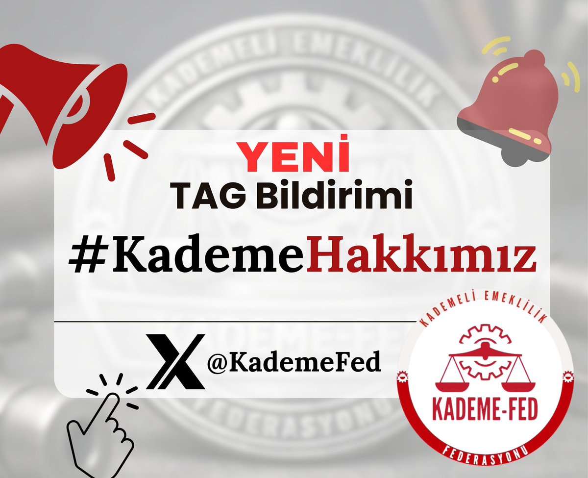 KademeFed's tweet photo. 🚨🚨 KADEME HAKKIMIZDIR! 🚨🚨
⚖️📢 #KademeHakkımız 📢⚖️

✊ Aynı yaşta, aynı emekteyiz!
⏳ Yıllarca beklemek değil, adalet istiyoruz!
📌 Kademeli emeklilik bir lütuf değil, HAKTIR!

🔥 Bugün ses olma günü!
🔥 Bugün birlik olma günü!

📍 Saat şimdi!
📍 Gündem şimdi!

📣 Tüm dava arkadaşlarımızı #KademeHakkımız etiketiyle güçlü bir şekilde ses vermeye davet ediyoruz!

⚠️ Birlikte güçlüyüz
⚠️ Hep birlikte gündemiz

✊ KAZANANA KADAR MÜCADELE!

@KademeFed 
@EmekDerResmi 
@ETTDER1999 
#KademeHakkımız