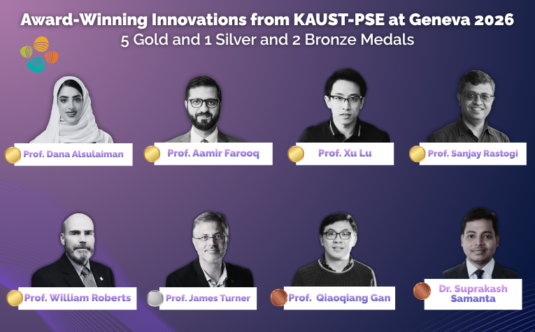 KAUST_PSE's tweet photo. #KAUSTPSE Division recognized at the 2026 @Inventions_GVA.

5 Gold Medals (3 with Jury Congratulations - the highest distinction), 1 Silver, 2 Bronze + multiple international special awards.

Advancing solutions across health, energy, materials and sustainability.

#KAUST https://t.co/Qrmcz6gg6s