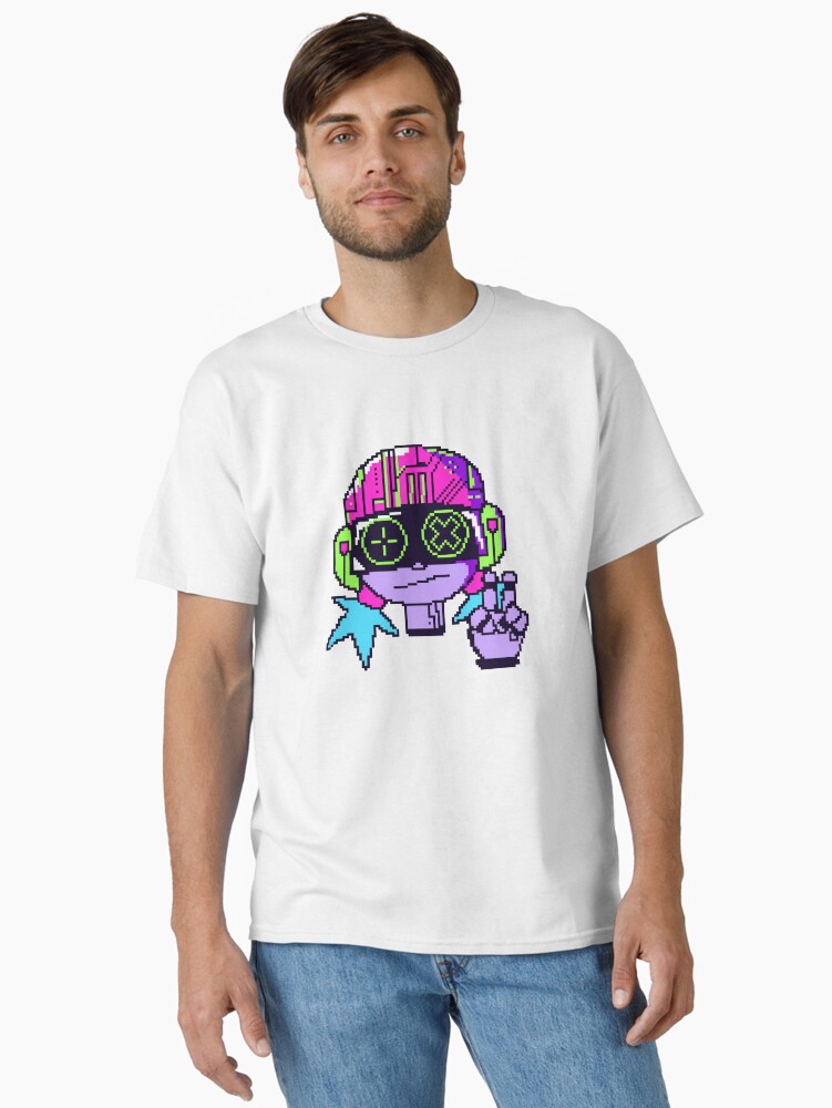 ExcesssShop's tweet photo. Get my art printed on awesome products. Support me at Redbubble #RBandME:  https://t.co/4AKZna9mdR #findyourthing #redbubble 

Edgy cyberpunk pixel art character featuring a girl with neon pink and green tech-infused hair, oversized cyber goggles with crosshair and X symbols, green headphones, and a peace sign gesture. Vibrant neon color palette of magenta, lime green, cyan, and purple on a black background with electric lightning accents. Perfect for gaming merchandise, NFT-style art, streetwear t-shirts, stickers, cyberpunk posters, vaporwave aesthetic projects, and sci-fi themed apparel.