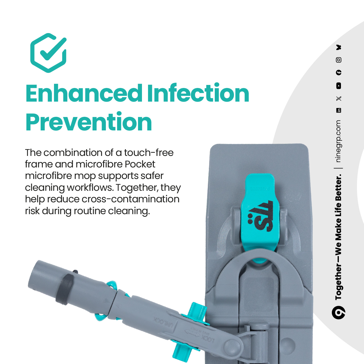 A small change in equipment — a noticeable difference in performance.

See how it works in your setting ▶️ ninegrp.com/livedemo

‘Together — We Make Life Better.’

#HousekeepingTeams #HealthcareFacilities #NHS