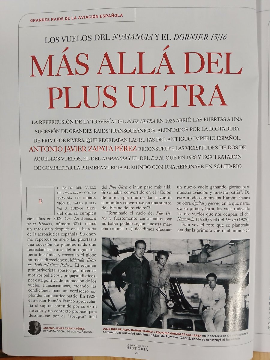 CronicasLos's tweet photo. En el número de abril de La Aventura de la Historia se puede disfrutar de este artículo de un servidor sobre los vuelos del Numancia y del Dornier 15/16, en el centenario de #grandesvuelos de la aviación española. Disponible en librerías de toda España. https://t.co/YRYbHVKxb8