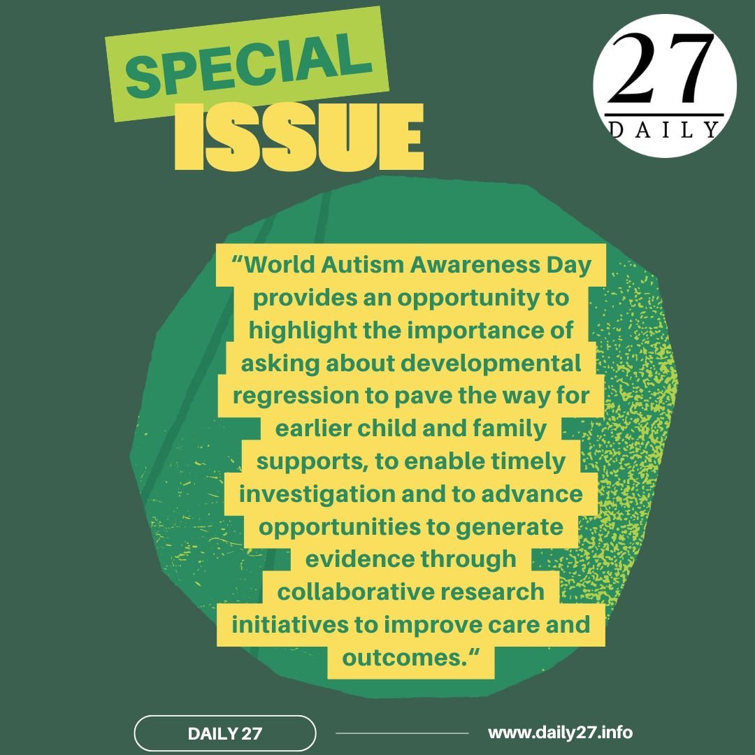Daily27Info's tweet photo. 🧵'Why Developmental Regression in Autism Deserves Greater Attention'
🌍 #WorldAutismAwarenessDay
✍️ Kirsten Fuley &amp; Katrina Williams (@MonashUni)
🔗https://t.co/6KyUir2zcG #Autism #DevelopmentalRegression #Health #News #Daily27 https://t.co/ioNJRvMPM9