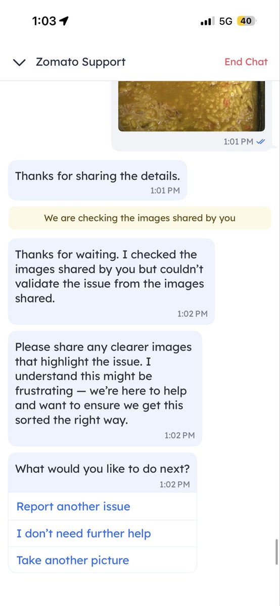 santhobliss's tweet photo. Very poor system @zomato @zomatocare has. Wrong food item delivered yet Zomato’s poor bot can’t understand the issue and forces me to quit reporting rather than connecting with real support agent for resolution. I ordered millet food for lunch now and got delivered with rice food instead but got no resolution