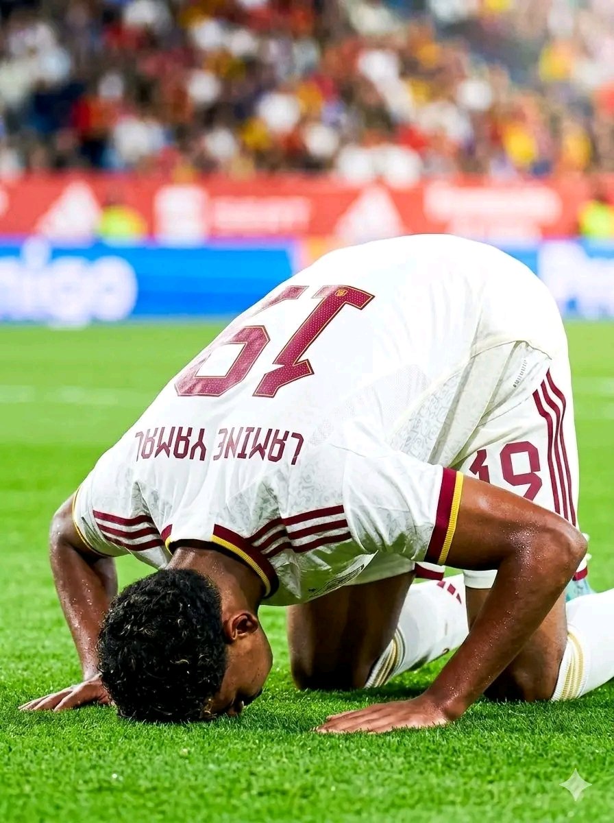 Boss_Aleeyu's tweet photo. The player Lamine Yamal said after the Spain match that he thanks God, as he is a Muslim. https://t.co/jSyTYCmjXr