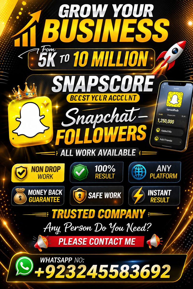 JafarSyed98569's tweet photo. 🚀 Grow Your Snapchat Account Fast | Snapscore Boost + Followers

💯 Trusted Work | Money Back Guarantee | Any Platform Available

#snapchat #snapchatfollowers #snapscore #snapscoreboost #snapchatsupport #snapchatgrowth #socialmediagrowth https://t.co/kJQW5qtld9