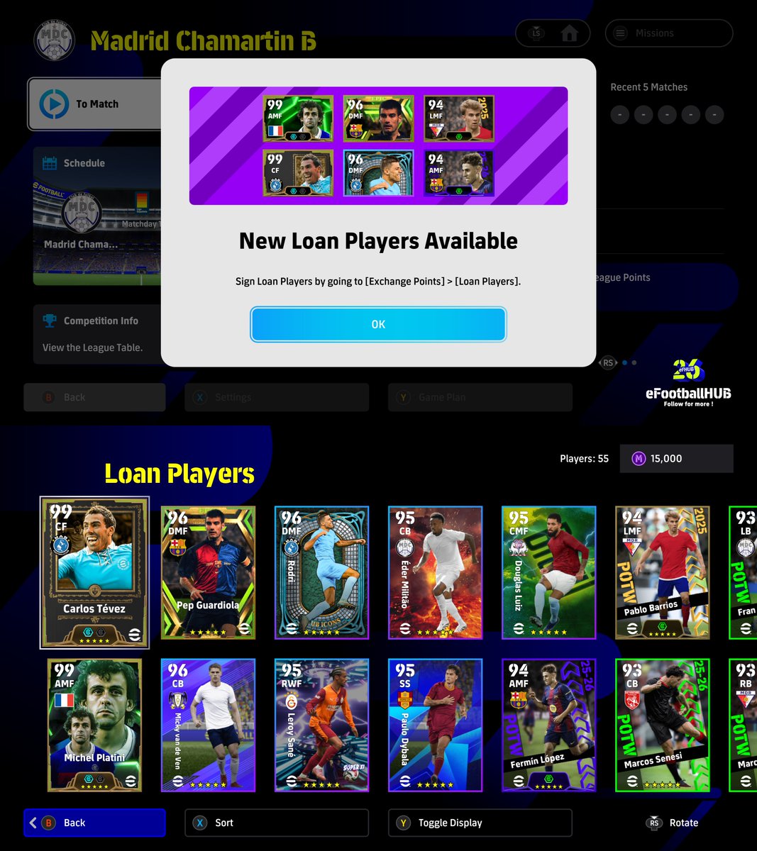 justmeh03's tweet photo. [#MyLeague] Epics : Carlos Tevez 🆕 (Double-Booster), Michel Platini (Double-Booster) &amp; Pep Guardiola make their appearance in the Loan Player List, this month. 🗓️🔃

#eFootball | #eFHUB #イーフト2026 #efootball2026 https://t.co/54cks1ddxB