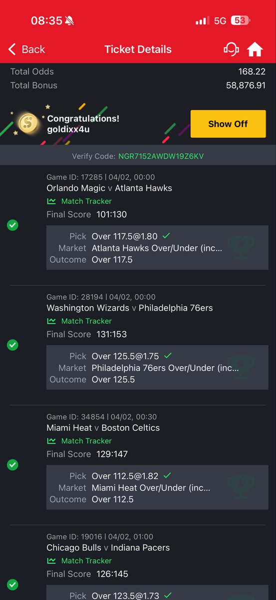 Fucking Boom💥💥 Drop your wining tickets if you played😍😍
Congrats 🎉