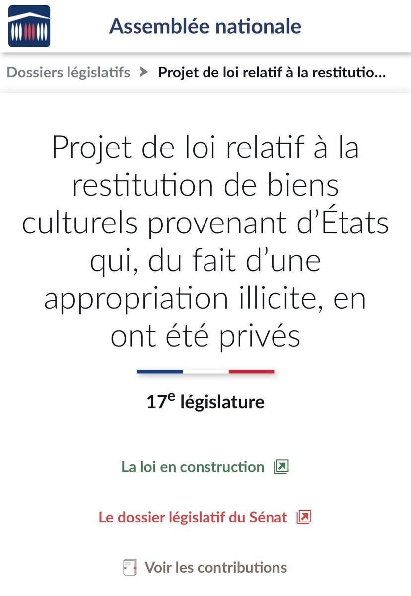 McZinsou's tweet photo. #restitution : en France, au mois d’avril, la fameuse « loi cadre » sera enfin examinée par l’Assemblée Nationale après une adoption à l’unanimité au Sénat en janvier. 
Cette loi est essentielle car elle permettra d’éviter les lois spécifiques pour chaque demande de chaque pays, rendant plus fluide le dialogue autour des restitutions 
#team229