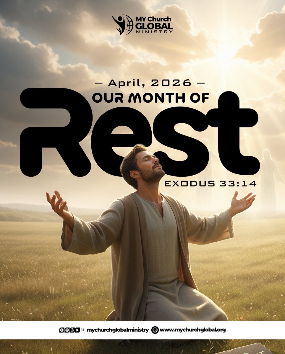 mychurchglobal's tweet photo. APRIL, OUR MONTH OF REST

As you move through this month, expect a shift. Things that felt heavy will become lighter, tension will give way to peace, and battles will turn into testimonies. God’s hand will be evident in your life.

Welcome to your month of rest. https://t.co/EZlQaoSVUU