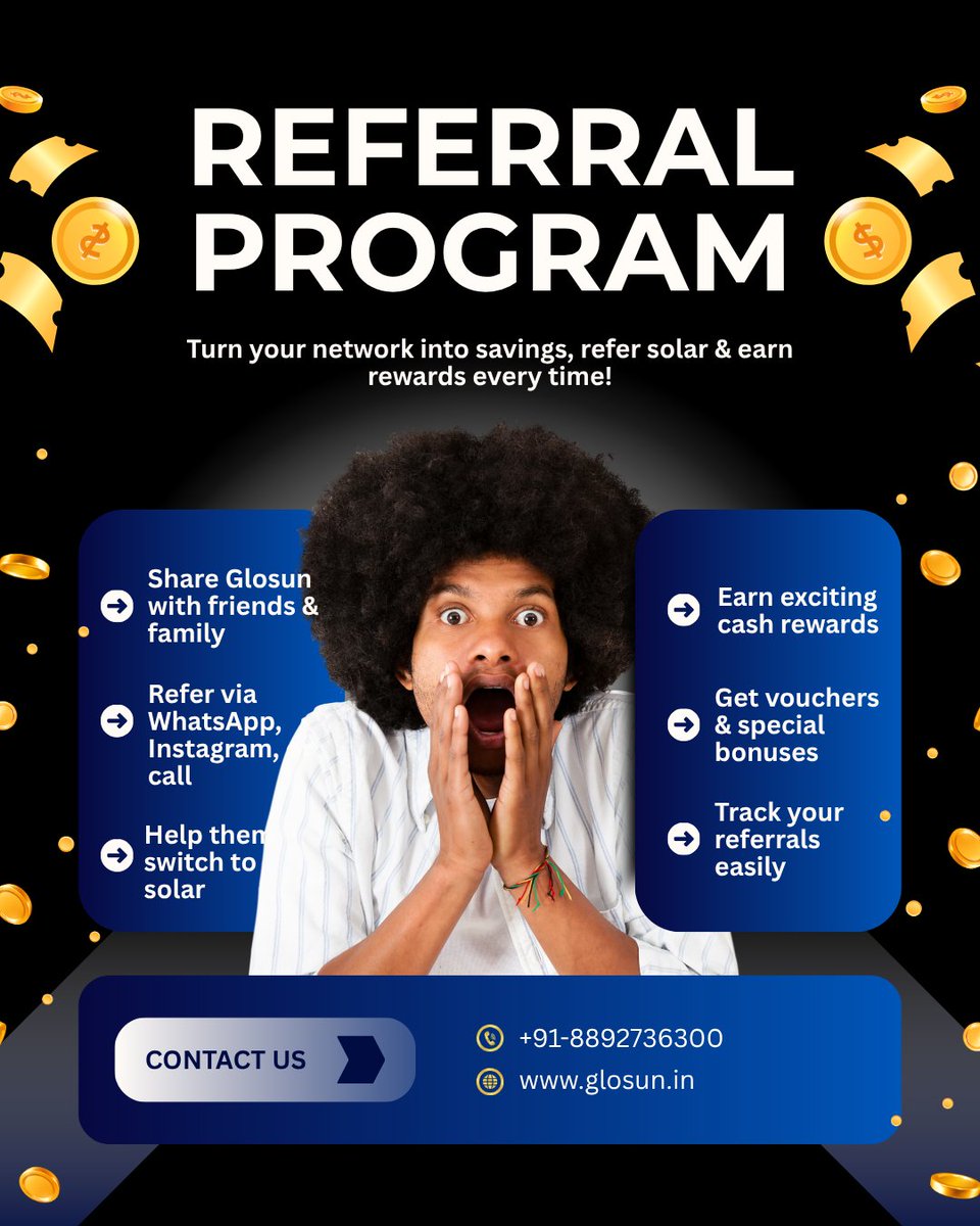2d983ad55f524a8's tweet image. Your friend goes solar ☀️
You get rewarded 🎁
It’s that simple 👀
Start referring today 👉 glosun.in

#Referral #GoSolar #EarnRewards