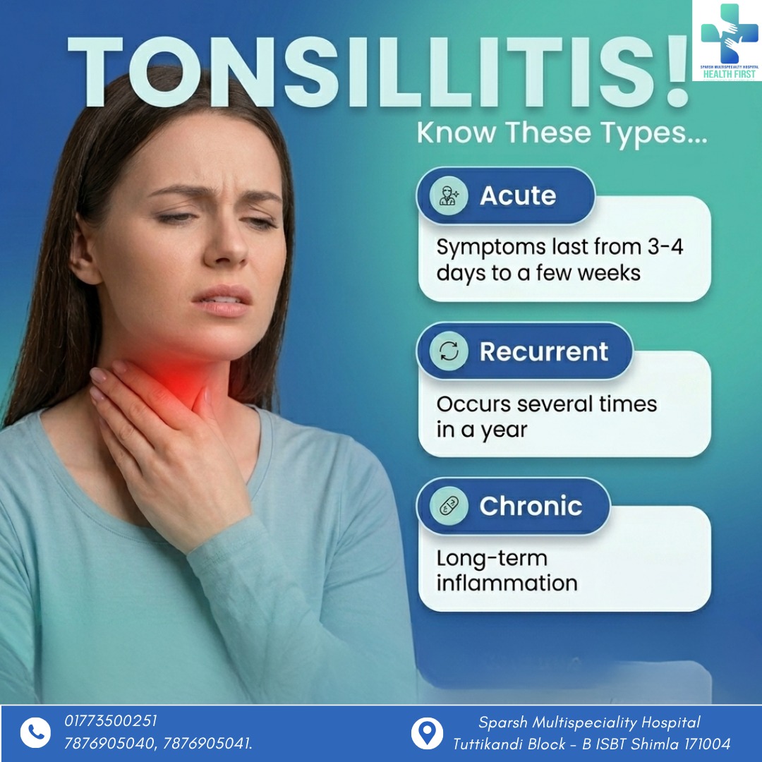 sparshhosp's tweet image. Throat pain bothering you? It could be tonsillitis.
Get expert care for tonsillitis at Sparsh Multispeciality Hospital. 

📍Sparsh Multispeciality Hospital, Tutikandi Block – B, ISBT Shimla Himachal Pradesh 171004
📞0177-3500251 | 7876905040 |7876905041
#Tonsillitis #ThroatCare