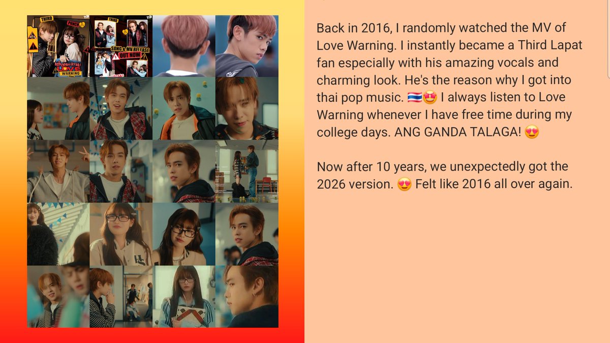 OMG! LOVE WARNING 2026 VERSION 😮😍❤️🧡💛

Here is my appreciation post for Third Lapat 🤗🥰

Love both versions. 🫶

#THIRDLoveWarning2026
#ThirdLapat #พั้นรักแมว
#t3group_ent
