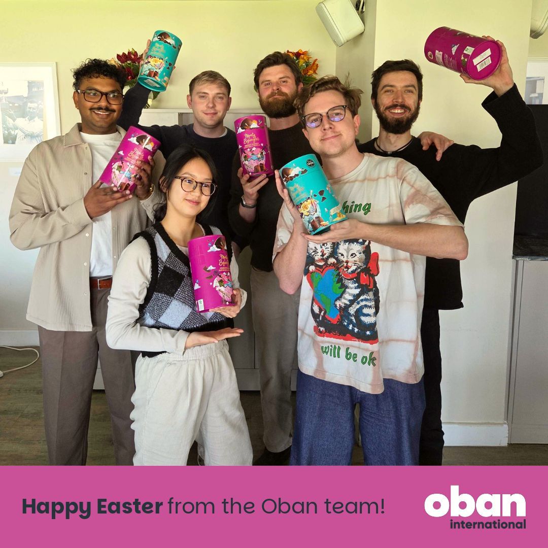 ObanIntl's tweet photo. The Easter bunny has been busy delivering eggs to the Oban team 🐰😋 We hope you all have a brilliant Easter weekend! https://t.co/rtmjE6SjN1
