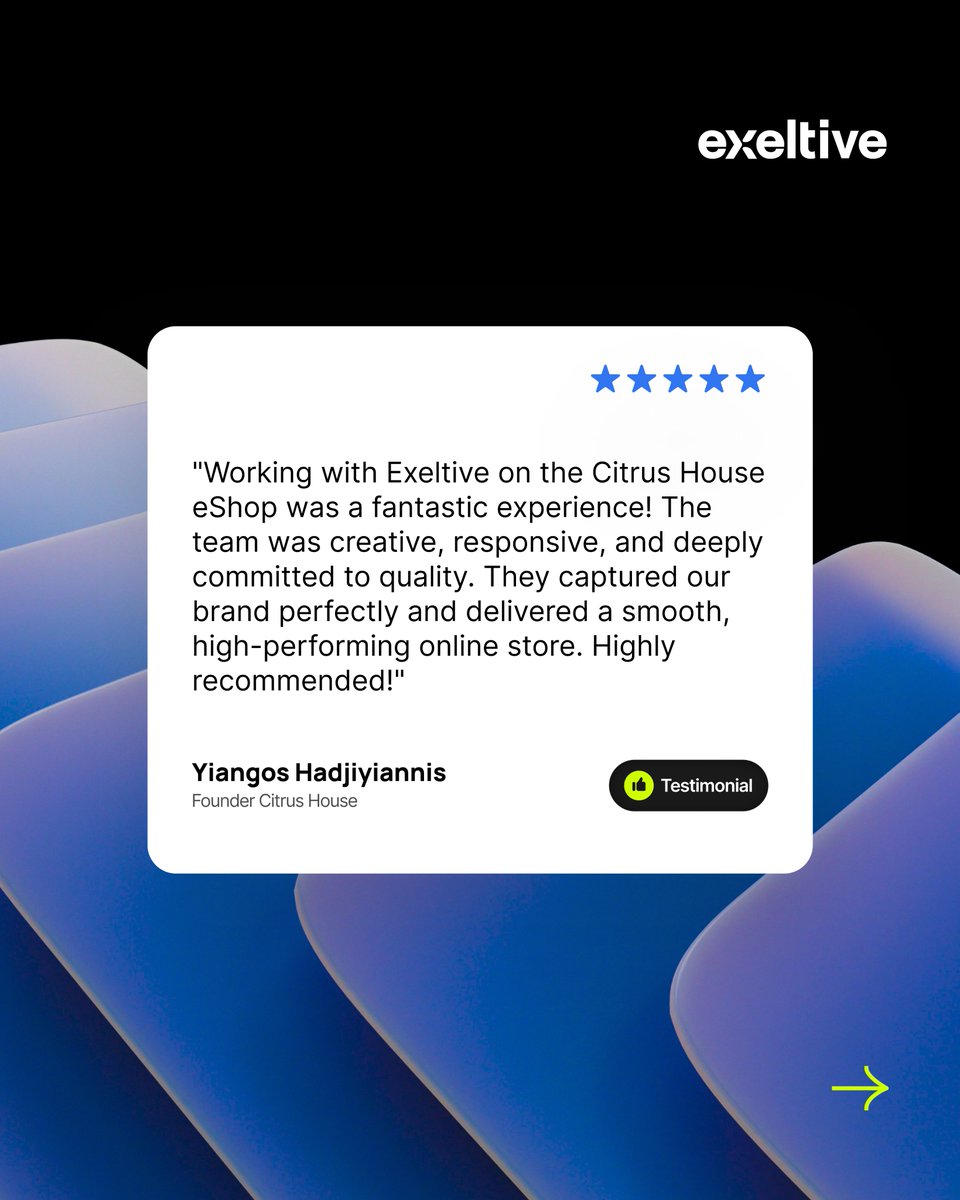 exeltive's tweet photo. 💬 Client Testimonial

“Fantastic experience… creative, responsive, and quality-driven team. Highly recommended!”

Yiangos Hadjiyiannis, Founder @ Citrus House

Built through strong collaboration 🤝 https://t.co/yNl88zLf8y