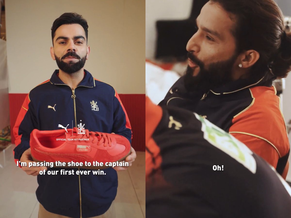 BluntIndianGal's tweet photo. The way Kohli hypes Rajat
His reaction says it all😂❤️ https://t.co/vLFhBypho3