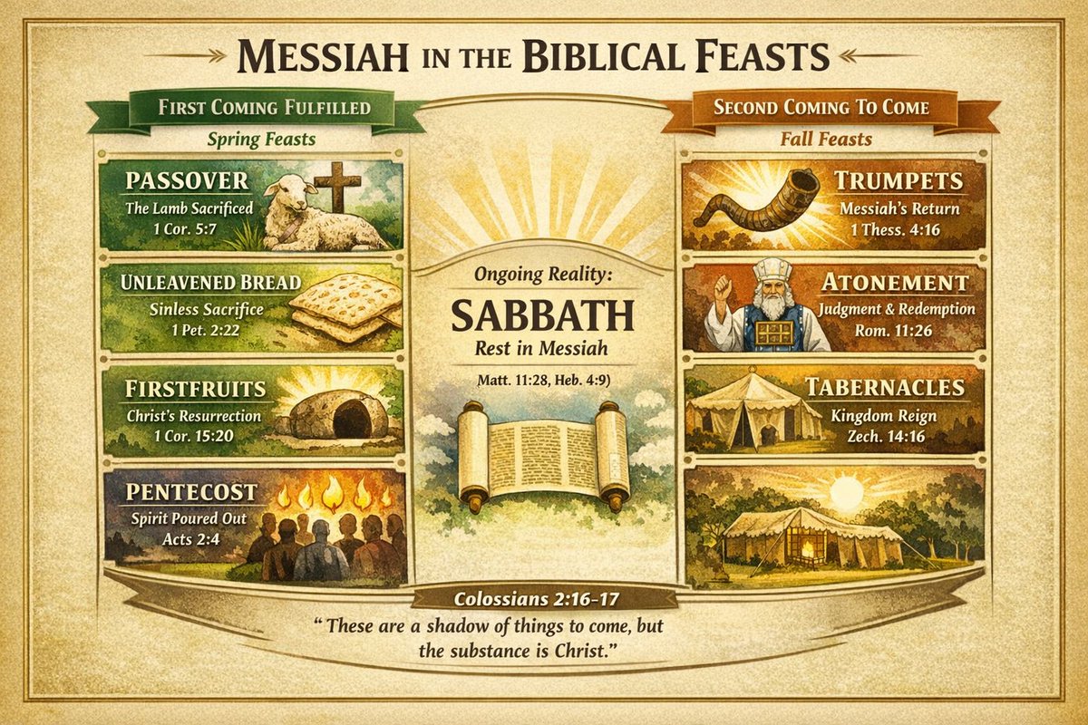 AlonzoEThornton's tweet photo. Heavenly Appointed Times
God's cosmic supernatural plan of the Ultimate plan of redemption from the present, power, and consequences of sin in humanity and the world.

These appointed times are prophetically foreshadowed and fulfilled in the Messiah.
Grace and Peace 🕊️ https://t.co/kU0VMlMxY5
